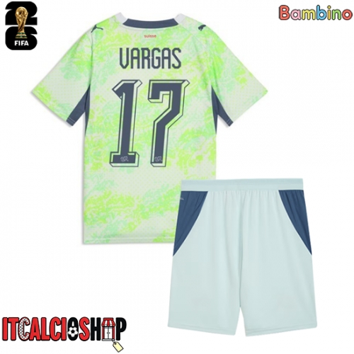 Svizzera Ruben Vargas #17 Seconda Maglia Bambino Mondiali 2026 Manica Corta (+ Pantaloni corti)